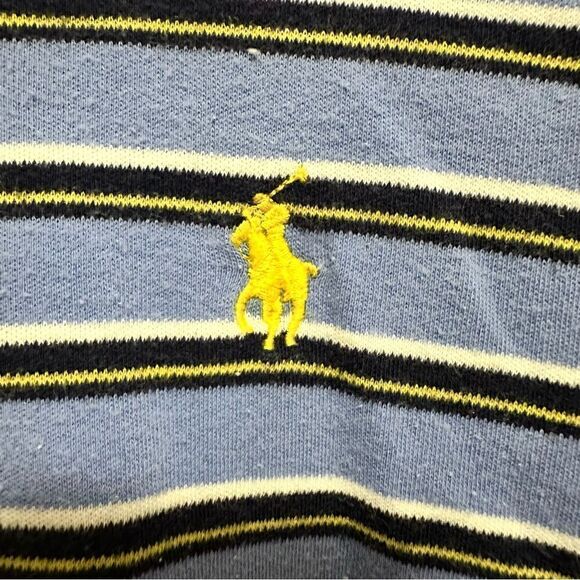 Men’s Polo by Ralph Lauren Light Blue, Black and Yellow Striped Polo Size Medium - Picture 3 of 4